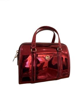Michael Kors Metallic Red Patent Mini Jet Set Duffel Crossbody Bag NWOT